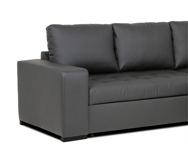 Chaise longue piel sintética con cama HARRY Negro