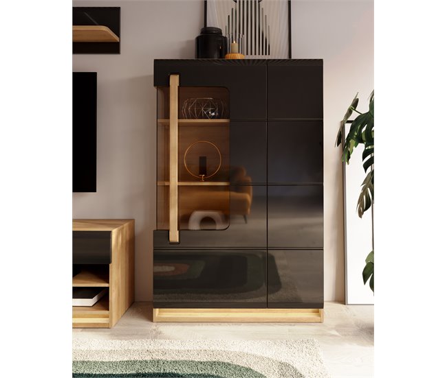 Vitrina de 2 puertas MONTREAL Negro/ Madera