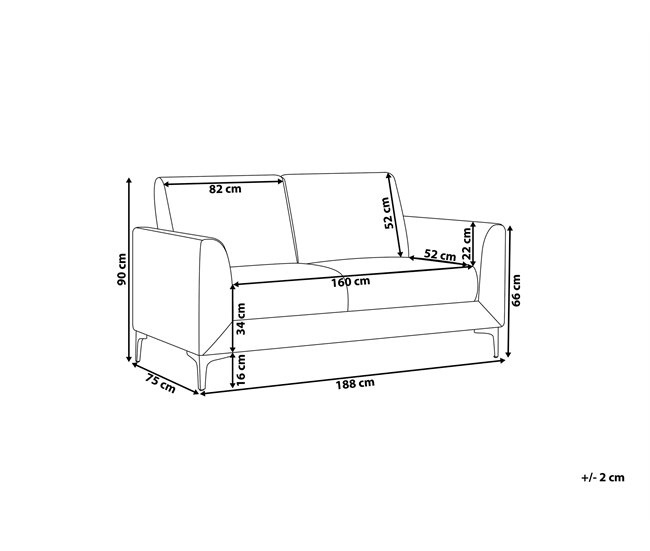 Beliani Sofá de 3 plazas Terciopelo FENES Azul Marino