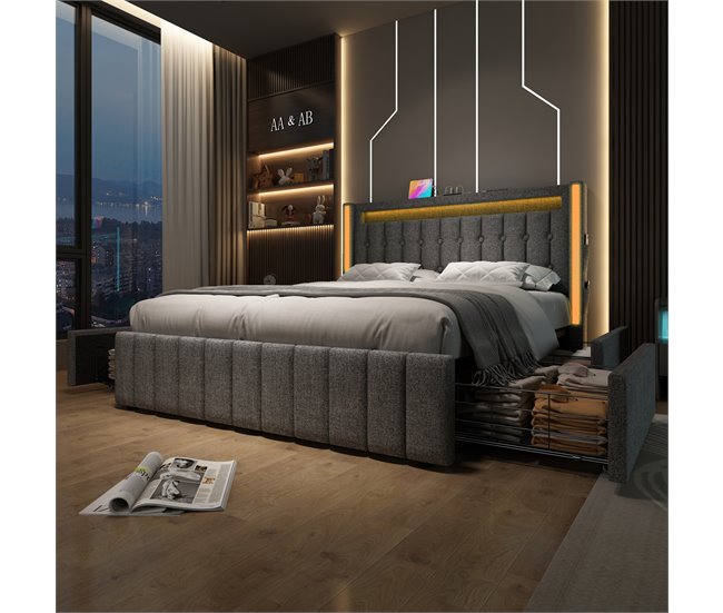 Camas de matrimonio 149x209 Gris