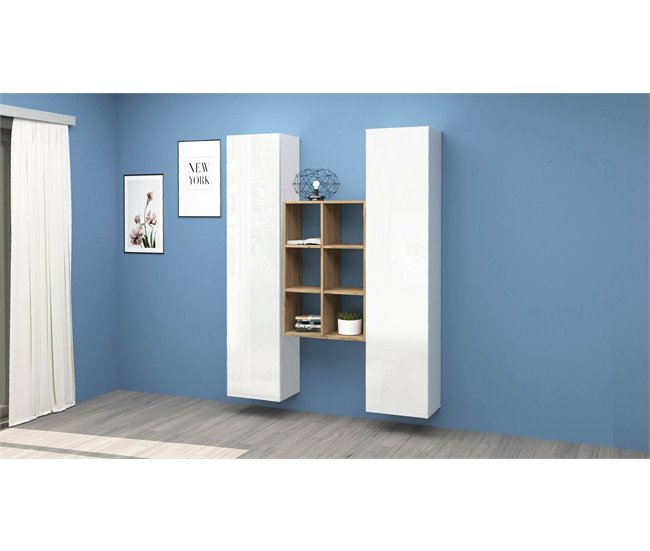 Aparador efecto madera 140 Blanco Brillo