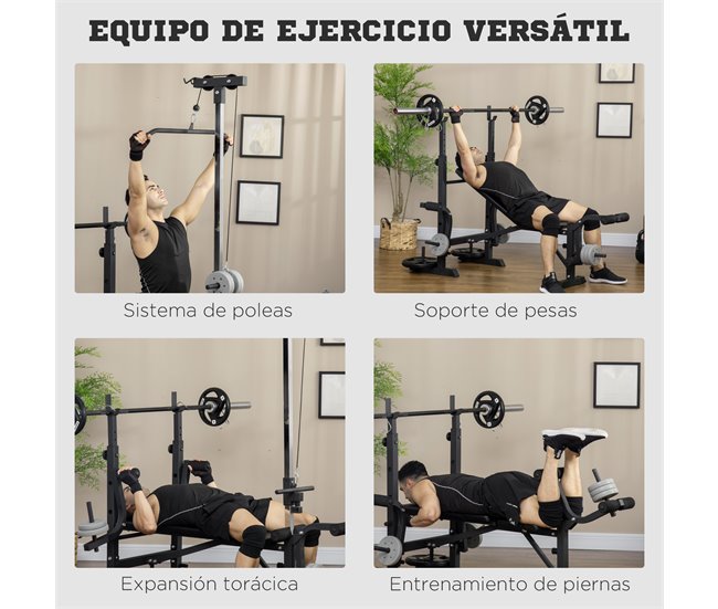 Banco de Musculación Acero, PU HOMCOM, deportes y ocio - pesas Multicolor