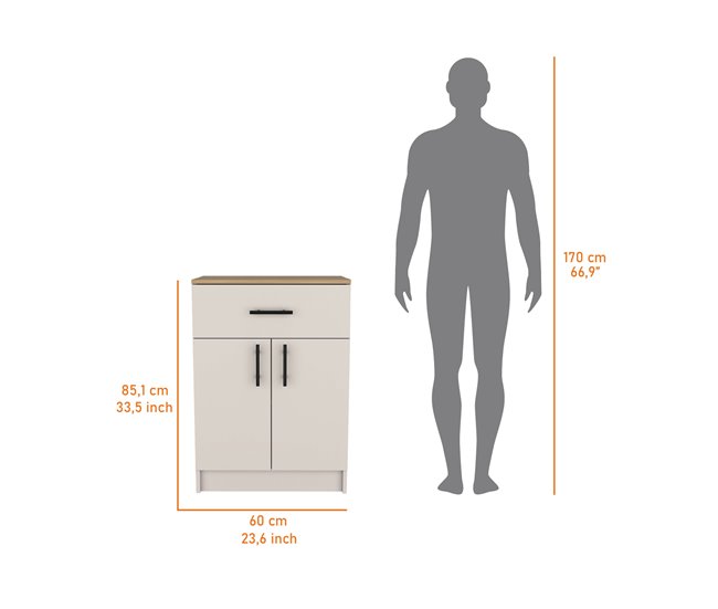 Alacena Mayorca en melamina con 2 puertas , 2 estantes y cajon Beige