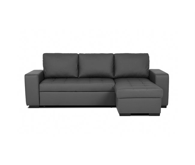 Chaise longue reversible piel sintética con cama HARRY Gris