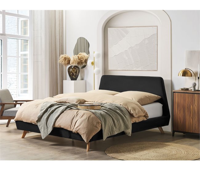 Beliani Cama Terciopelo VIENNE 200x220 Gris Oscuro