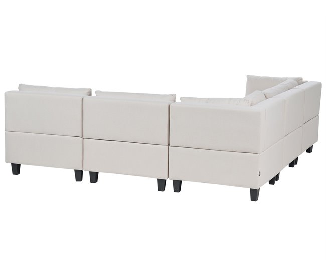 Beliani Sofá esquinero con reposapiés Poliéster UNSTAD Beige