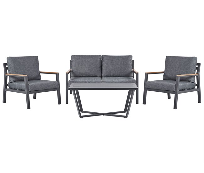 Beliani Conjunto de jardín Aluminio DELIA Gris Oscuro