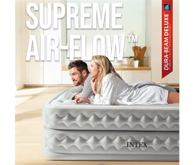 Cama de aire doble Supreme Air-Flow con Fiber-Tech INTEX Blanco