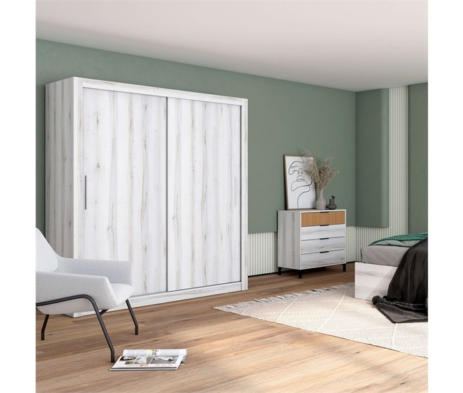 Armario Dormitorio Sava 2 Puertas Correderas Blanco