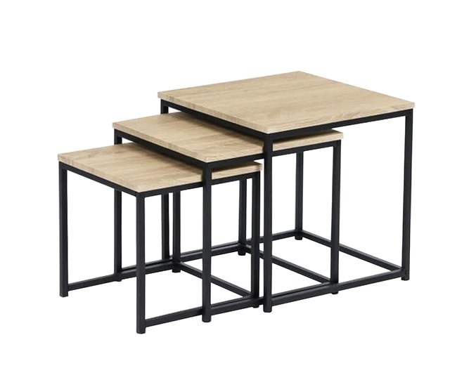Acomoda Textil – Conjunto de 3 Mesitas Auxiliares de Madera. Madera