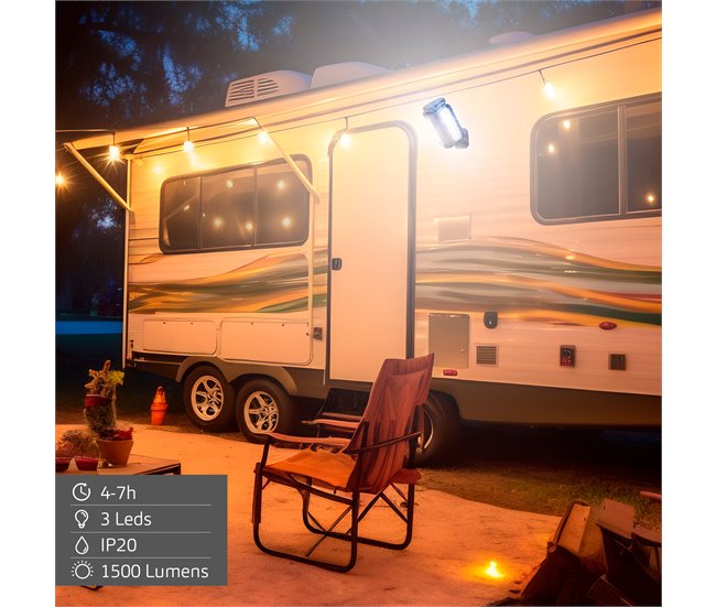 Aktive triple foco LED exterior 3 en 1 USB y powerbank 1500 lúmenes Negro