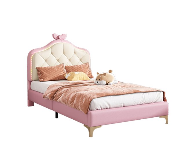 Cama infantil de pu Rosa