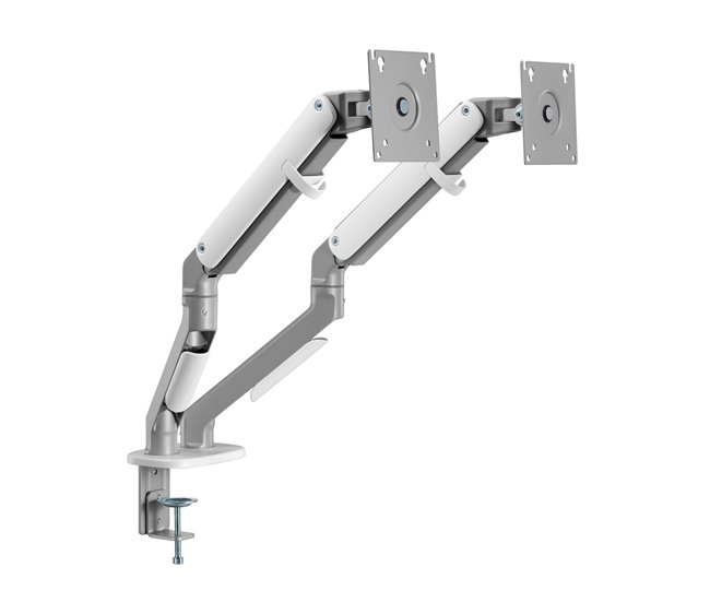 Brazos para monitor doble  Selbu de escritorio Blanco/ Plateado