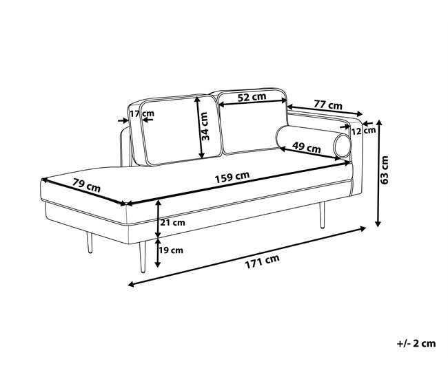 Beliani Chaise longue derecho Terciopelo MIRAMAS Azul Marino