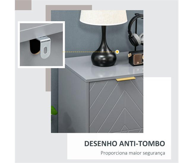 Aparador de Salón MDF, Metal HOMCOM, hogar - muebles de comedor Gris