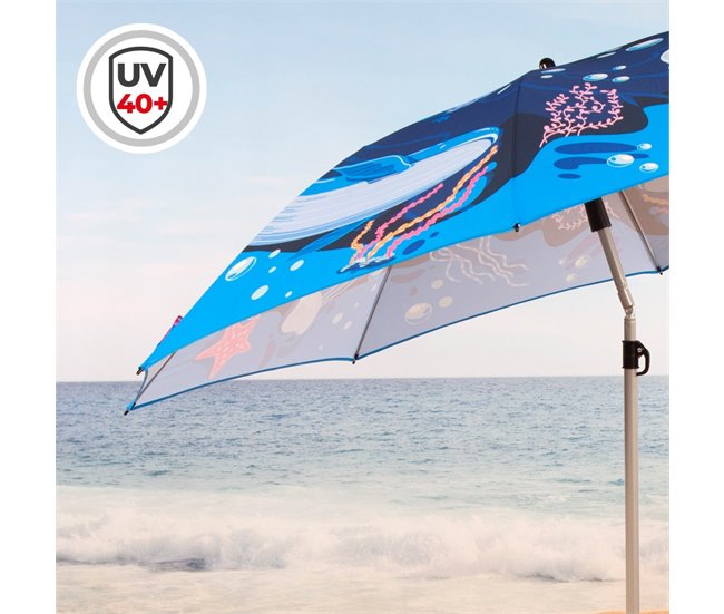 Aktive Sombrilla playa 200 cm inclinable mundo marino Azul
