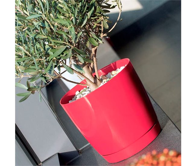 3x Maceta redonda de plastico Coubi Round P Blanco