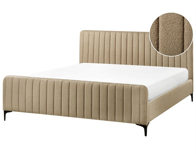 Beliani Cama Bouclé LUNAN 186x215 Gris