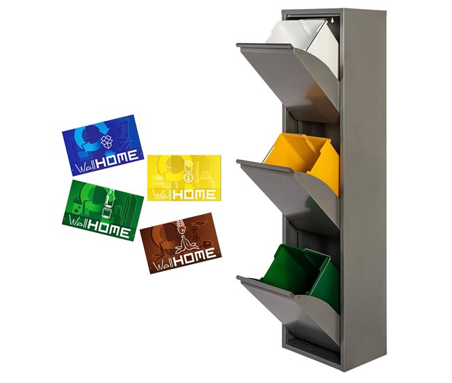 Papelera y bolsas de basura Gris