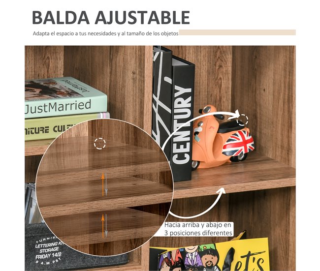 Aparador Auxiliar Melamina de Madera, Metal HOMCOM 80 Gris