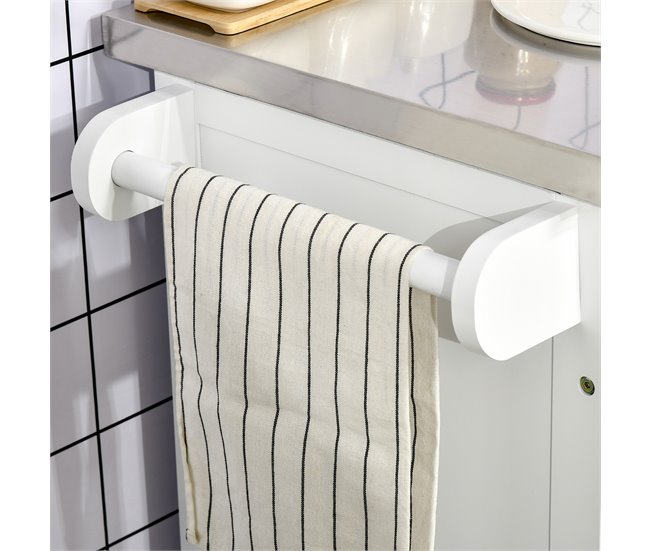 Isla de Cocina MDF, Melamina de Madera HOMCOM, hogar - cocina Blanco