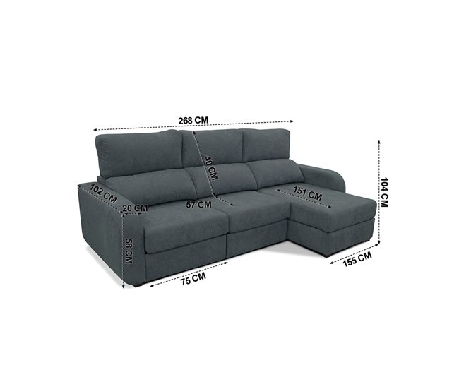 Chaise longue convertible en cama tela APRIL Gris