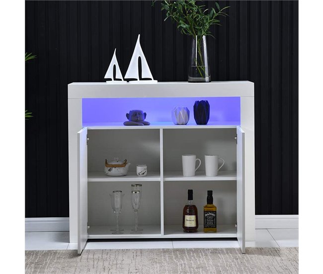 Aparador de panel de partículas con 2 puertas Blanco