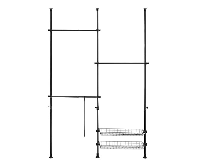 Perchero burro ropa telescópico Kemi Ajustable  3 x ganchos Negro