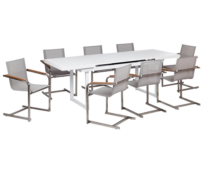 Beliani Conjunto de comedor VALCANETTO/COSOLETO Blanco/ Beige
