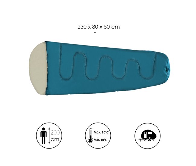 Acomoda Textil – Saco de Dormir Ligero de 10 a 20°. Azul