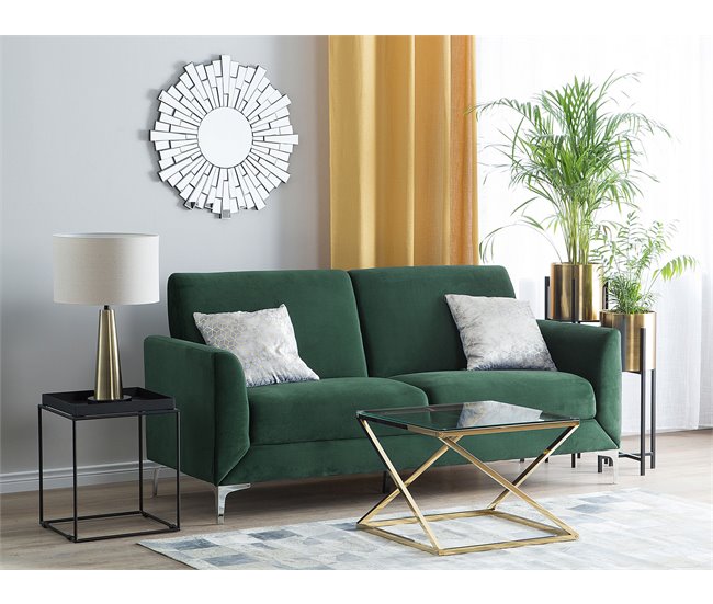 Beliani Sofá de 3 plazas Terciopelo FENES Azul Marino