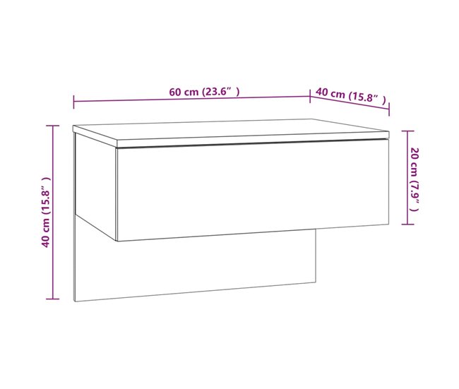 2 Mesitas de noche de pared 60 Blanco