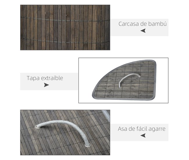 Cesto para Ropa Bambú HOMCOM, hogar - baño Gris