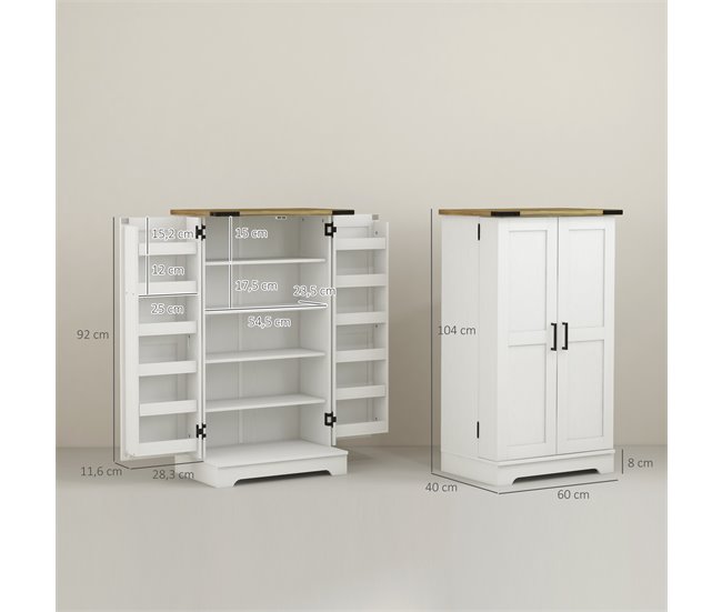 Armario Despensa Cocina Melamina de Madera, MDF HOMCOM Crudo