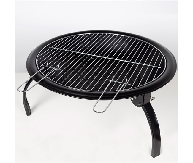 Brasero exterior portátil c/parrilla y rejilla antichispas Aktive Negro