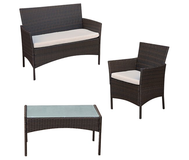 Conjunto de muebles de jardín CORFOU Marron