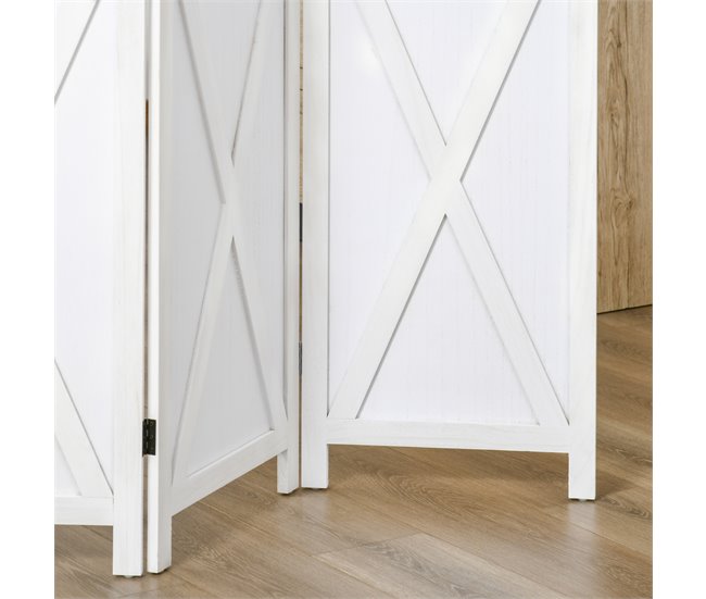 Biombo Madera de Paulonia HOMCOM, hogar - decoración Blanco