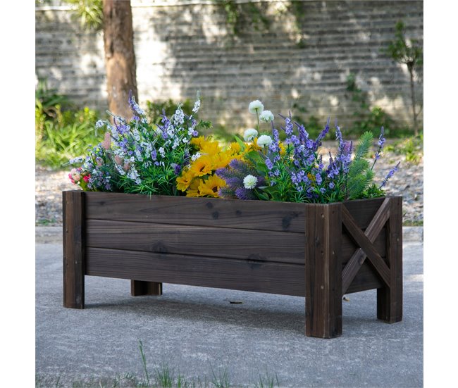 Huerto Urbano Rectangular Madera de Abeto Outsunny Marron