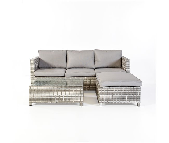 Set chasie longue LANZAROTE III com puff y mesa gris Gris