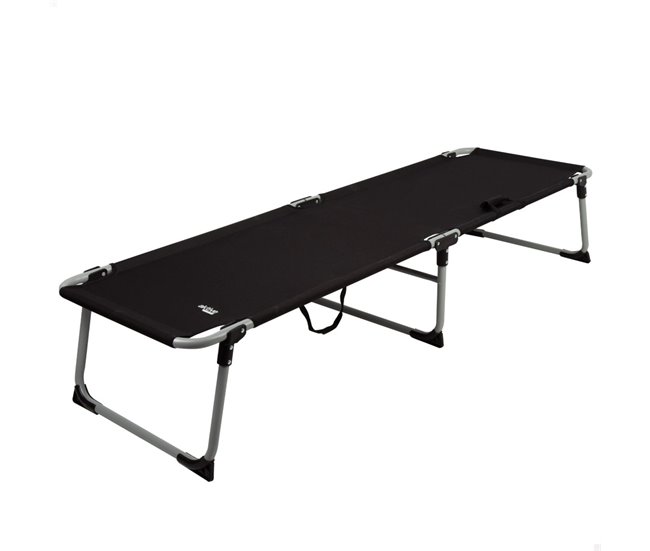 Aktive Cama plegable camping c/topes antivuelco Negro