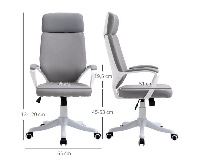 Silla de Oficina Poliéster, Espuma, Nylon, PP Vinsetto Gris