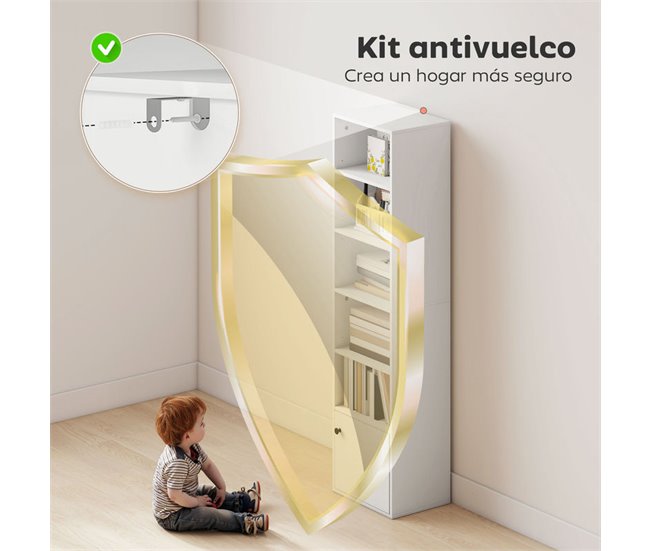 Estantería para Libros Melamina de Madera, MDF HOMCOM Blanco