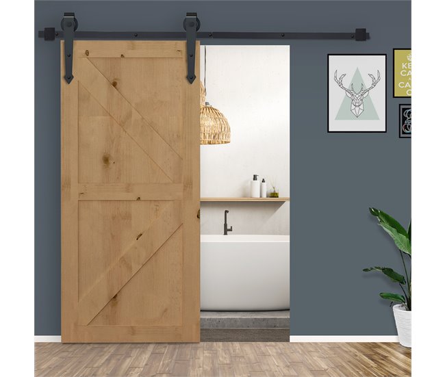 Herraje para Puerta Corredera Acero al Carbono HOMCOM 200 Negro