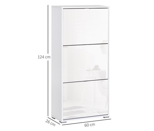 Armario de Zapatos MDF y Plásctico HOMCOM 60 Blanco