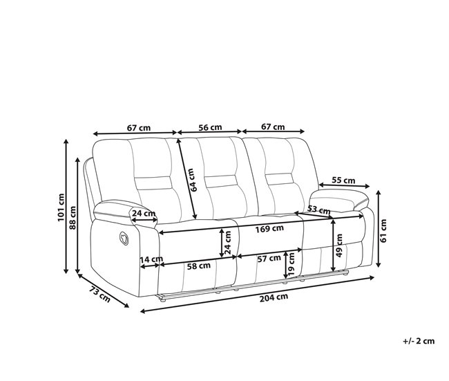 Beliani Sofá de 3 plazas Piel sintética BERGEN Marron