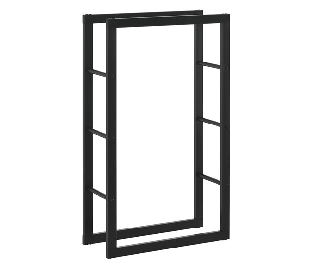 [en.casa] Soporte para leña Kasan Acero 60 Negro