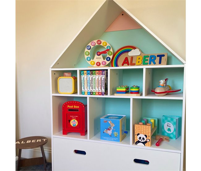 Estantería de Madera Infantil MDF y Madera de Pino HOMCOM Blanco