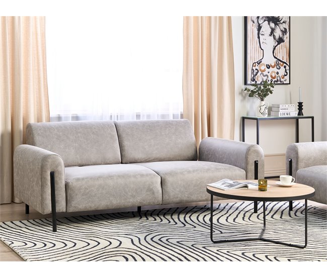 Beliani Sofá de 3 plazas Poliéster ASKIM Beige