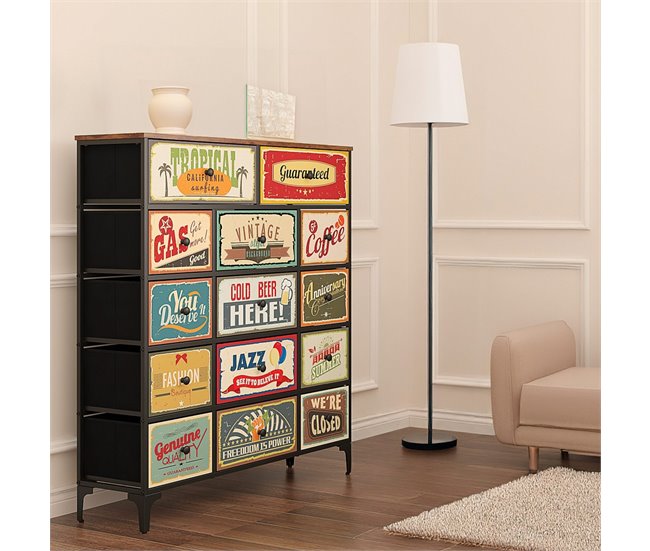 Max Home Cómoda vintage 14 cajones de tela Multicolor
