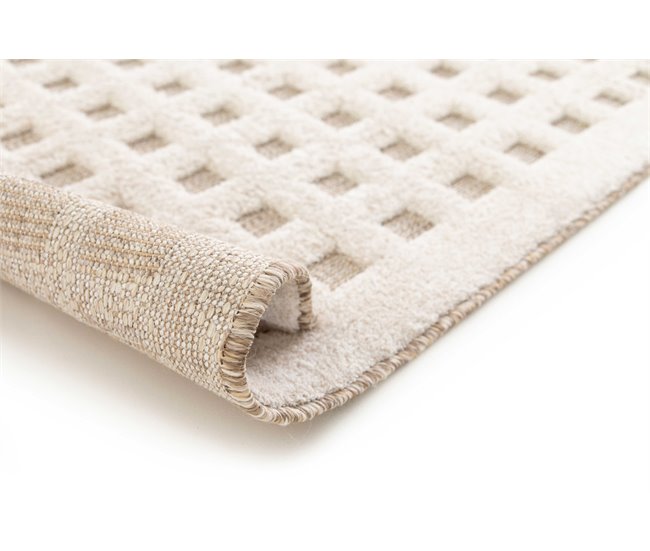 Alfombra diseño cuadros en relieve DIENA - ATTICGO 160x230 Blanco